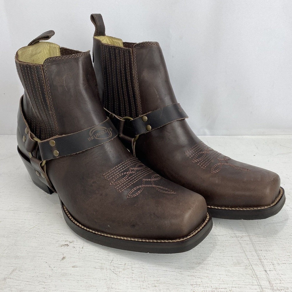 Brunello’s Men's Western Ankle Leather Boots BQ01-05 FOSSIL CAFE. Size 11.5